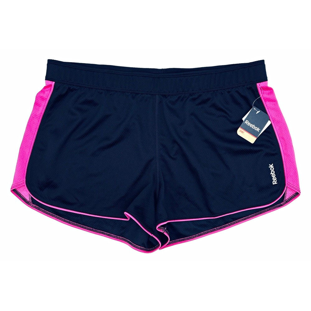Reebok Speedwick Women's Athletic Shorts Black Pink XL Mesh Breathable Logo NWT
